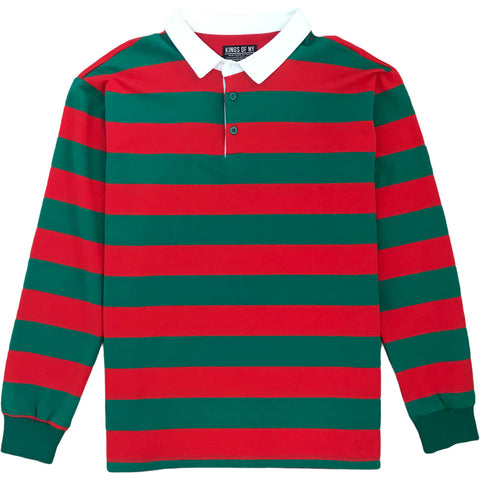 green and red rugby shirt