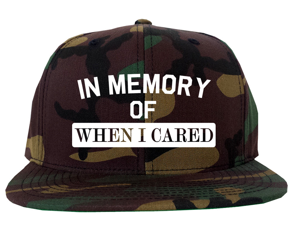 In Memory Of When I Cared Mens Snapback Hat