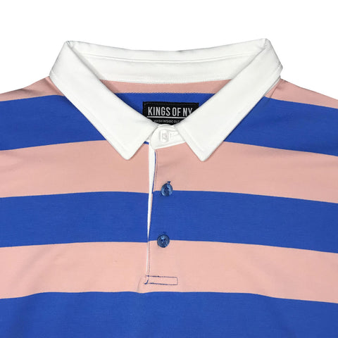 Pink And Blue Striped Mens Long Sleeve Rugby Shirt – KINGS OF NY