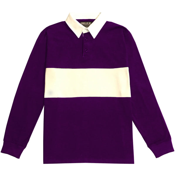 Mens Purple and White Striped Long Sleeve Polo Rugby Shirt – KINGS OF NY