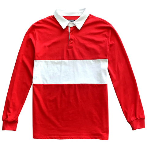 red rugby polo