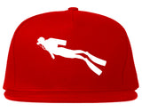 Scuba_Diver_Chest Mens Red Snapback Hat by Kings Of NY