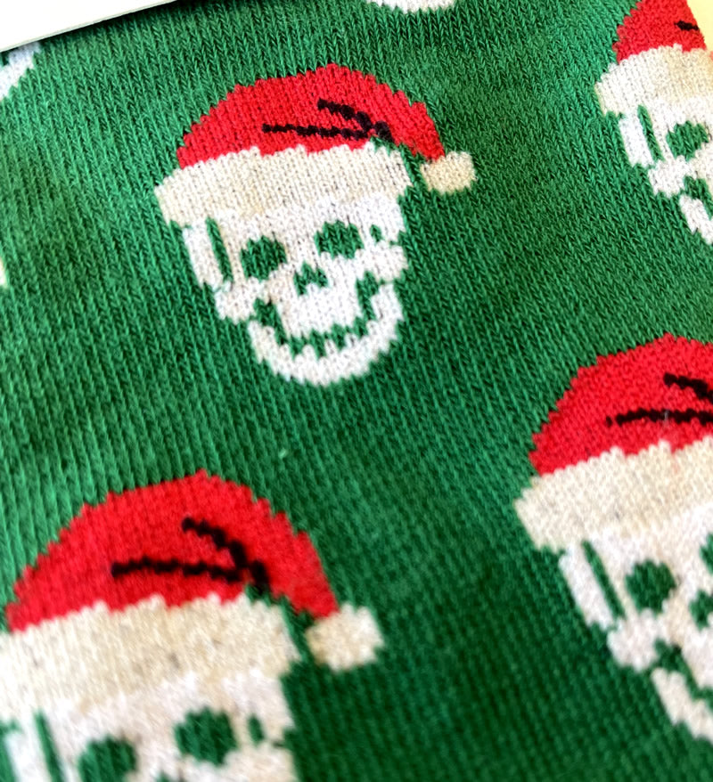 Skull Santa Hat Christmas Mens Crew Socks