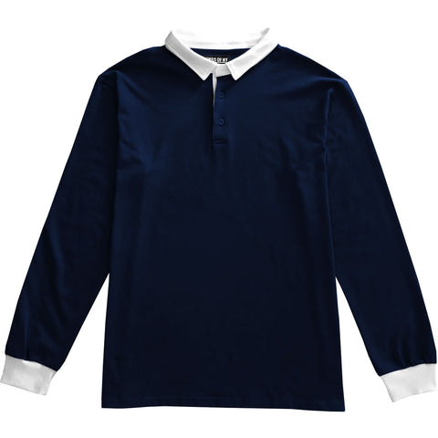 blue polo shirt white collar