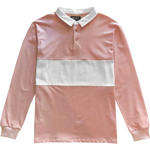 Dusty pink long sleeve polo rugby shirt