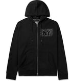 Granite NY Logo Print Zip Up Hoodie Hoody in Black by Kings Of NY