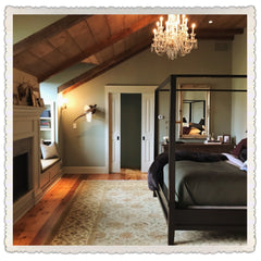 crystal chandelier in rustic decor