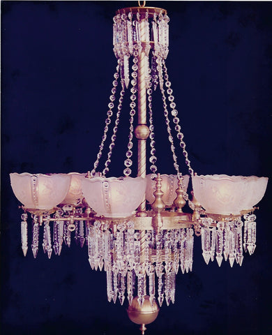 Victorian chandelier Whitaker with graduated strands of crystal