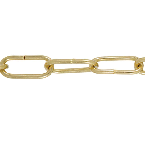 Solid BRASS, 8 GA, oval link chain, 3' length – King's Chandelier Co