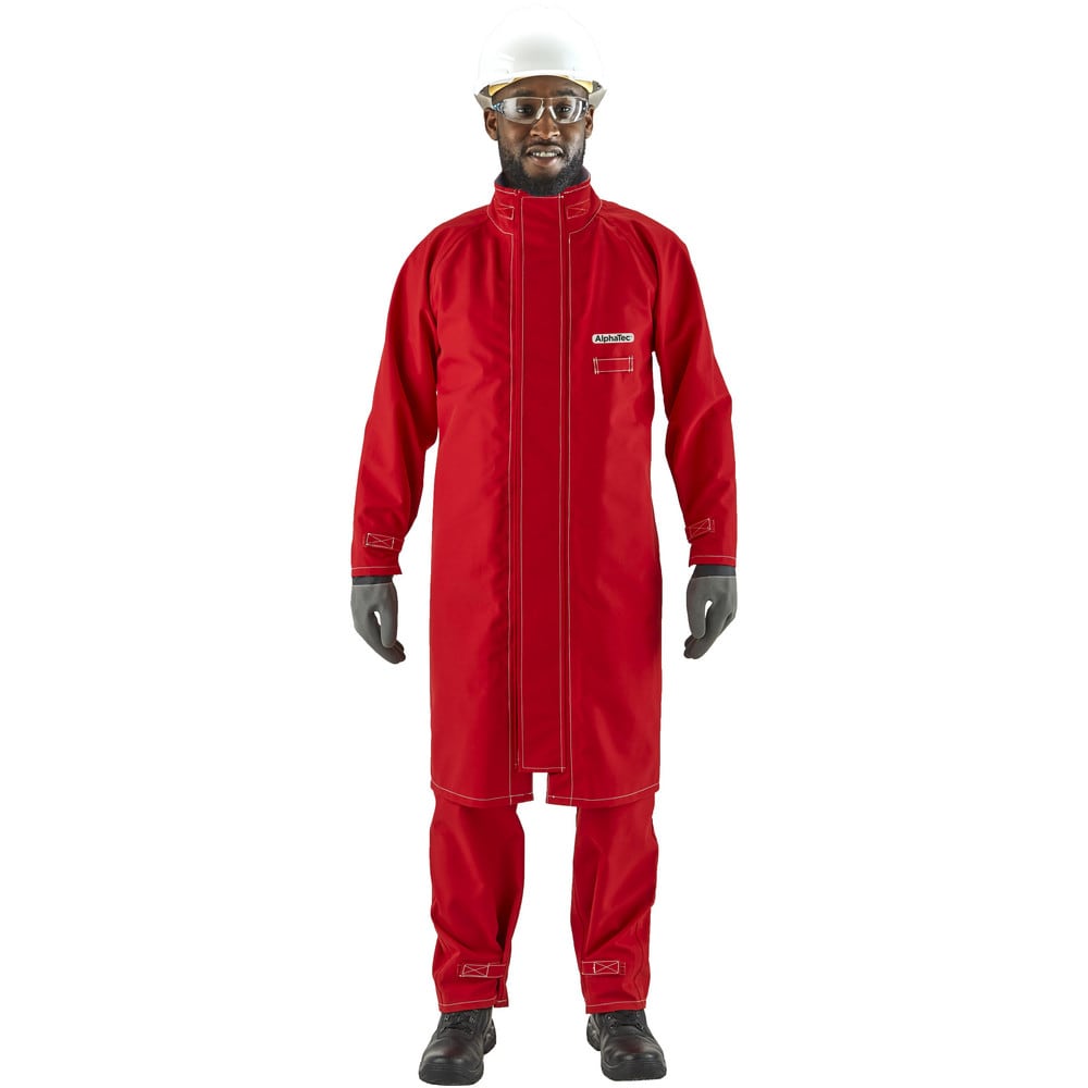 Rain & Chemical Resistant Coat: 5X-Large, Red, 55-58" Chest, Polyester