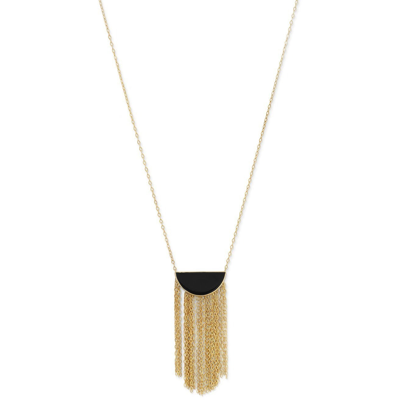 Gold Plated Silver Black Onyx and Fringe Necklace