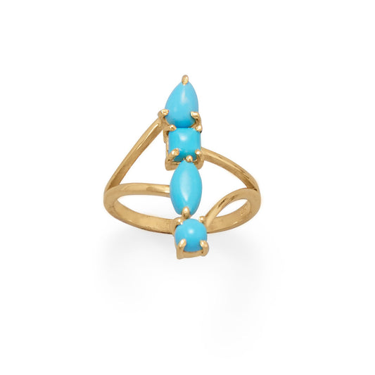 Gold Plated Stacked Synthetic Turquoise Ring