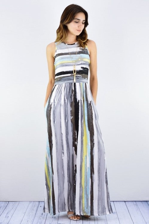 multi stripe maxi dress