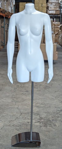 MN-SW449 Female 3/4 Upper Body Torso Mannequin Form with Arms and Base