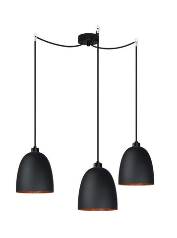 triple pendant lamp, black matte/copper 