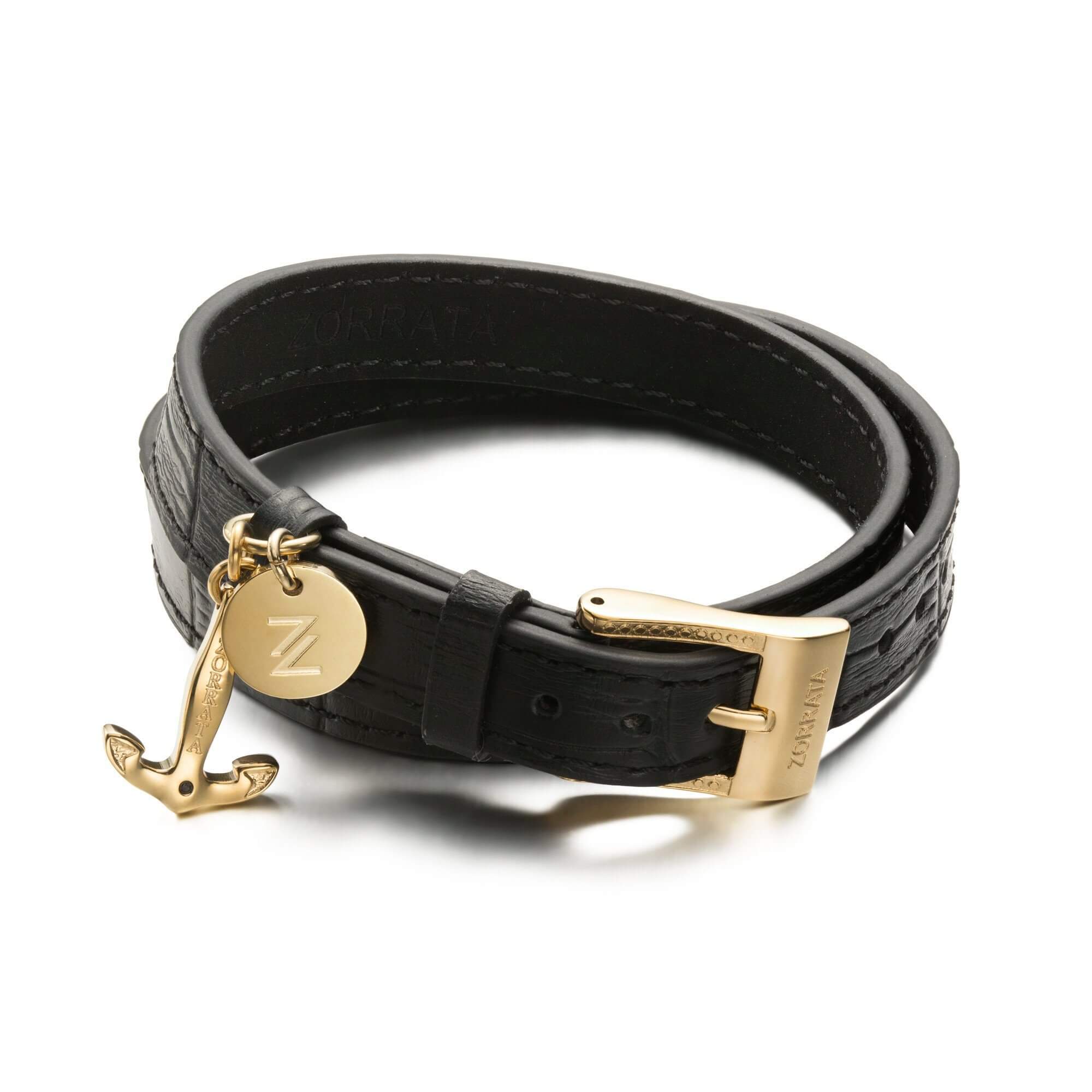 Brass Anchor Multi Strands Brown For Men Leather Bracelet For Men