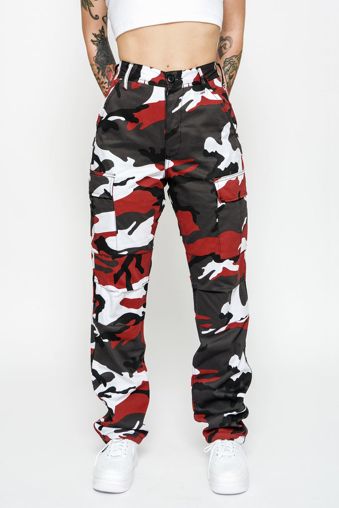 black and white camo cargo pants womens