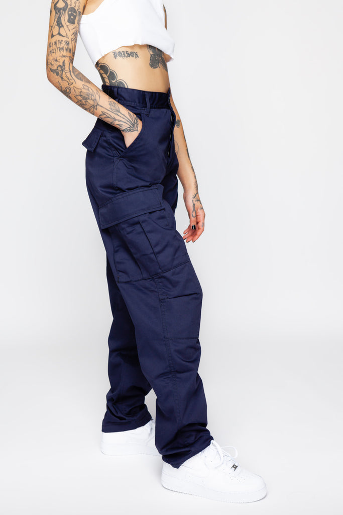 navy cargo pants womens