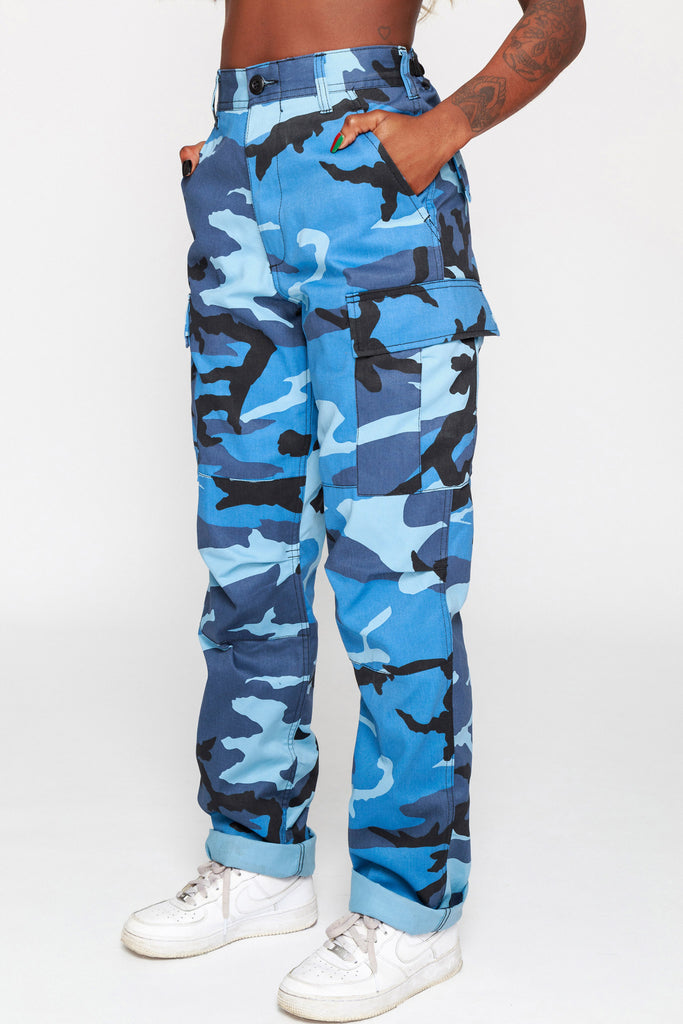 teal camo pants