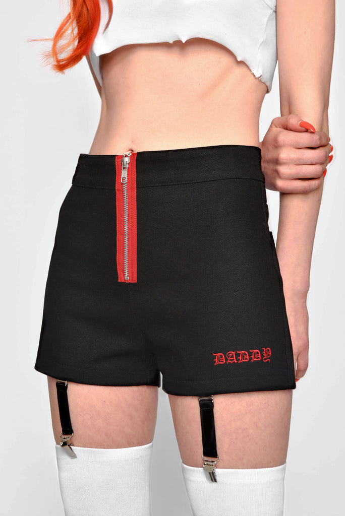 denim garter shorts