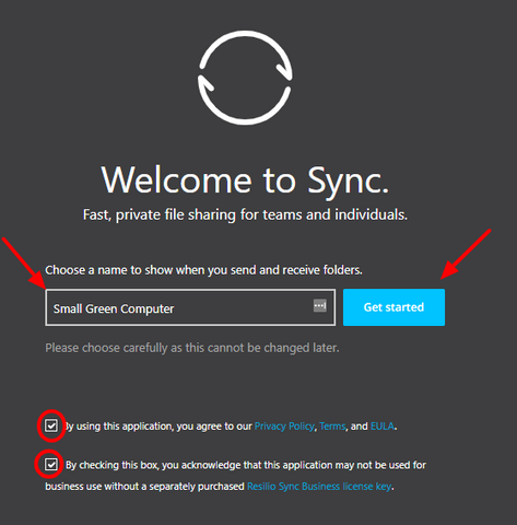 resilio sync password