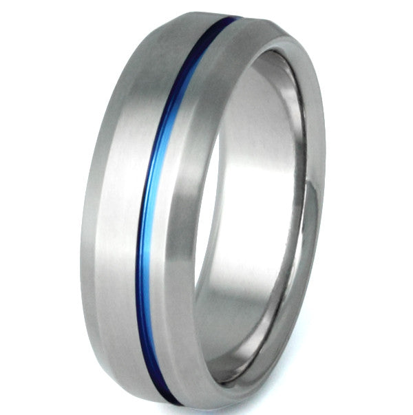 Blue Titanium Ring b25 – Titanium Rings Studio
