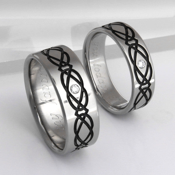 Irish Celtic Titanium Ring Set stck45 – Titanium Rings Studio