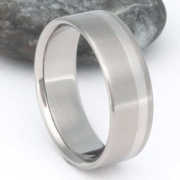 Titanium Wedding Ring with Platinum Inlay p9 – Titanium Rings Studio