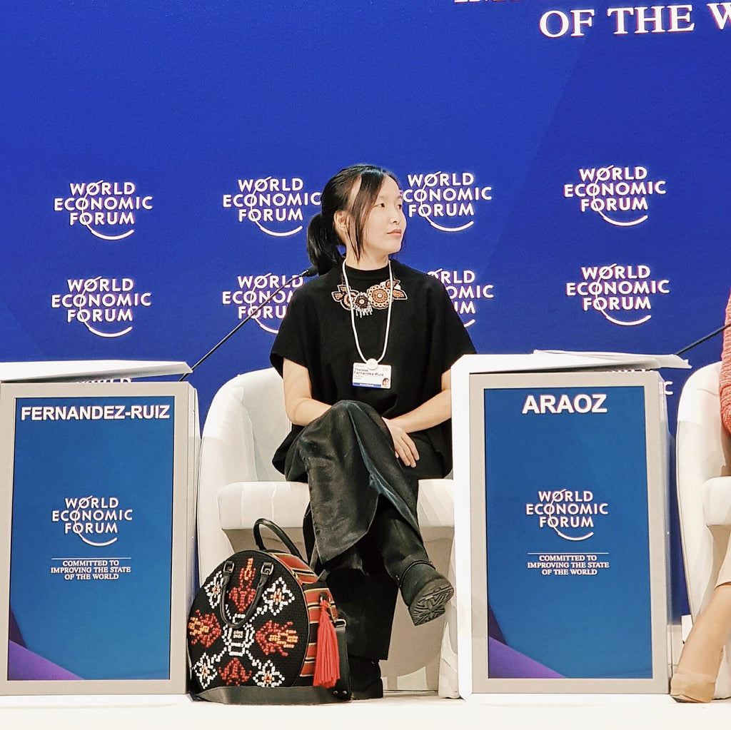 Reese Fernandez speaking at the World Economic Forum