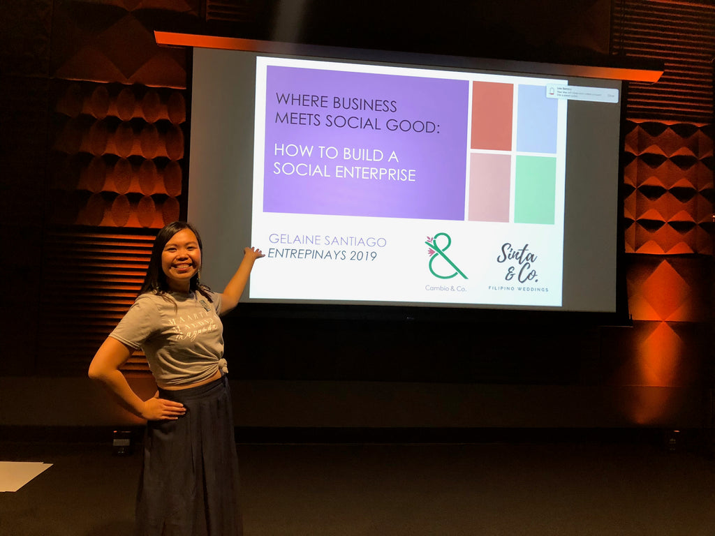 Gelaine Santiago, Co-founder of Cambio & Co. and Sinta & Co. and a Toronto-based social entrepreneur, presents a workshop on social enterprise and social impact at the Entrepinays Summit for Filipina entrepreneurs in San Francisco.