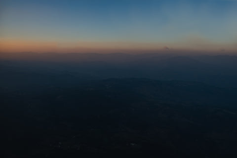 Hazy mountains travelling to origin Huehuetenango Guatemala for Detour coffee