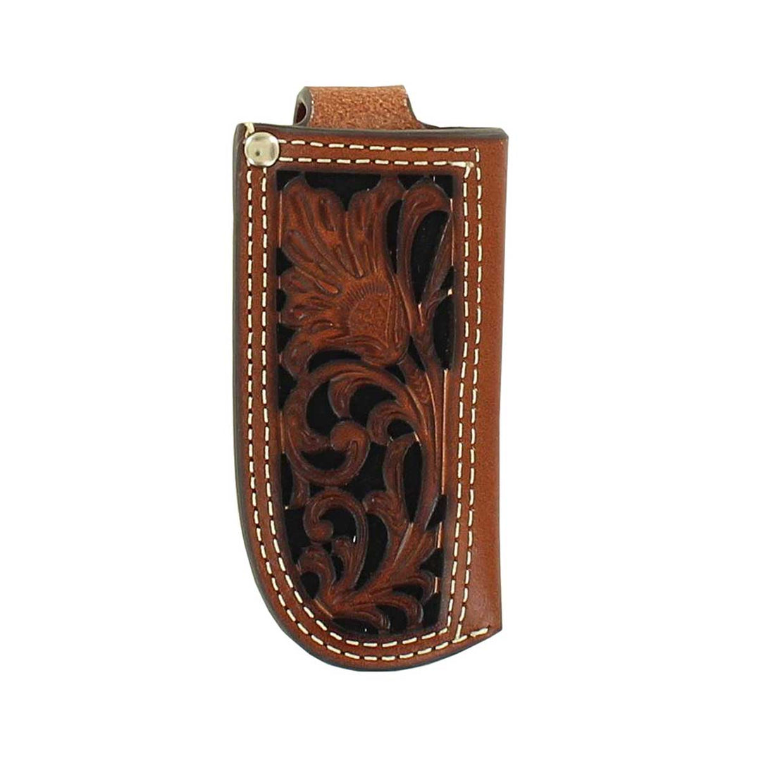 Hilason Leather Angled Knife Scabbard Sheath Cover Floral Tooled Small