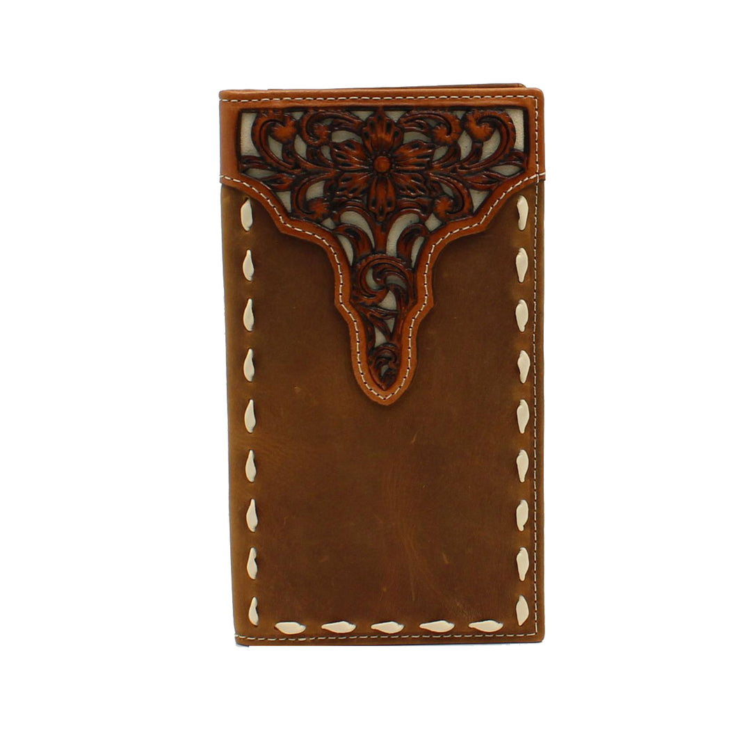 Ostrich Print Checkbook Wallet - Saddle Rags