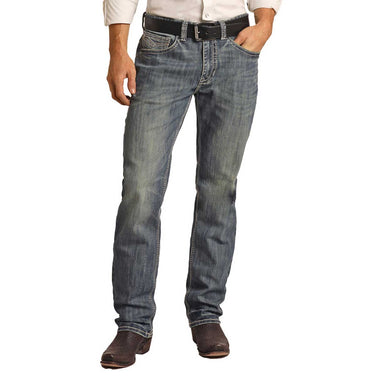 Men's Rock & Roll Jeans, Medium Wash, Regular Boot Cut, Gray Stitch - Chick  Elms Grand Entry Western Store and Rodeo Shop