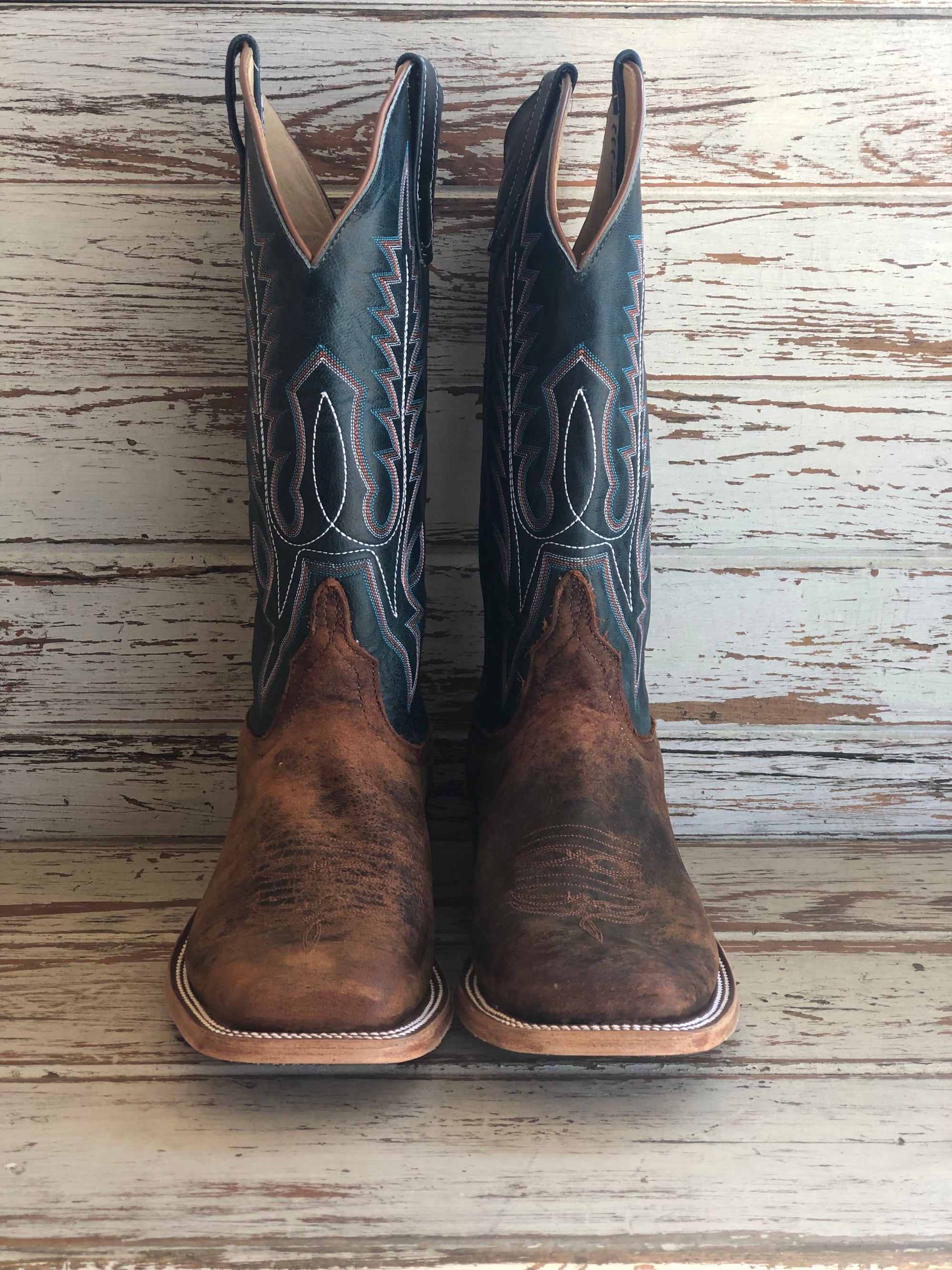 Anderson Bean Men's Saddle Elk Butt Boots - Teal Top - Lazy J Ranch Wear