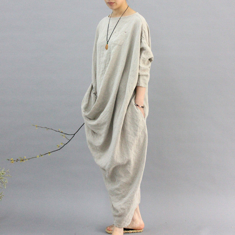 white linen kaftan dress