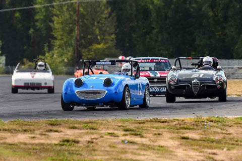 Bob Walker - 1959 Austin Healey Bug Eye Sprite in Group 1 - Vintage & Small Bore and FV at the 2018 SOVREN Columbia River Classic run at Portland International Raceway