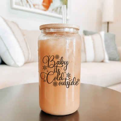 But First Coffee Cup - 16oz Glass Can for Iced Coffee, Smoothies, Sodas, Etc - Great Gift for Mom on Mothers Day, Birthdays & Christmas from BluChi