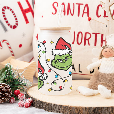 grinch glass cup with straw cover｜TikTok Search
