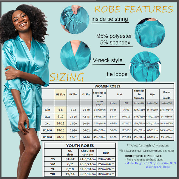  Size Guide for Personalized Satin Robes 