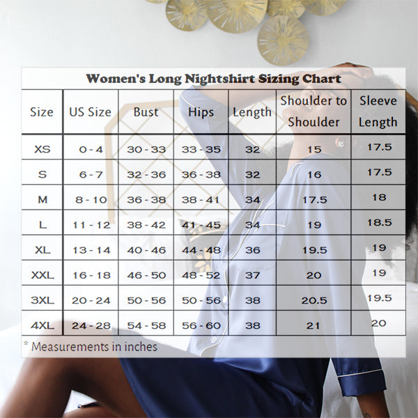  Size Guide for Womens Long Nightshirt