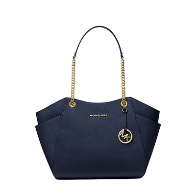 Jet Set Large Saffiano Leather Shoulder Bag, Michael Kors, Navy Blue