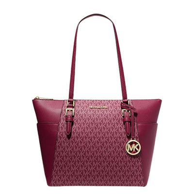 MICHAEL MICHAEL KORS Women's Jet Set Large Top Zip Pocket Tote Bag -  Mulberry