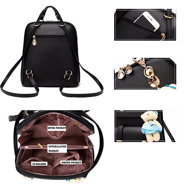 Classic Fashion Backpacks with Teddy Bear Charm – Gifts Are Blue