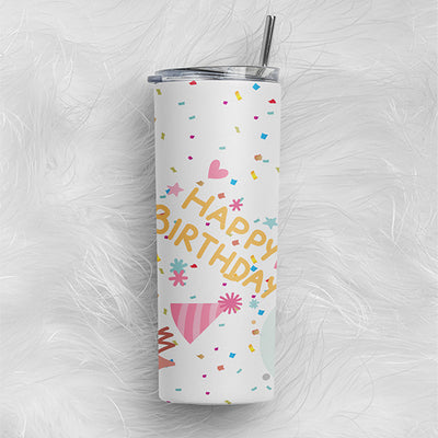 Birthday Girl Drip Design Lidded Tumbler