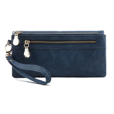 Women's Double Zipper Long Handbag Leather Wallet Phone Holder Clutch Purse  US