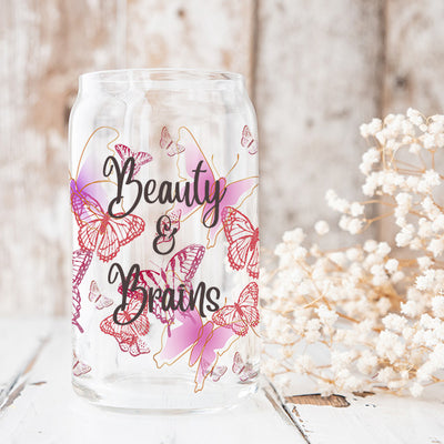 Engraved Glass Tumbler With Straw and Lid Boho Style Tumbler