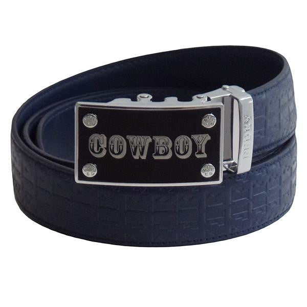 FEDEY Mens Signature Ratchet Leather COWBOY Buckle Statement Belt