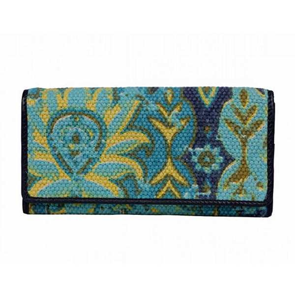 Aquamarine Wallet by Myra Bag, Large Women Clutch, Blue/Yellow