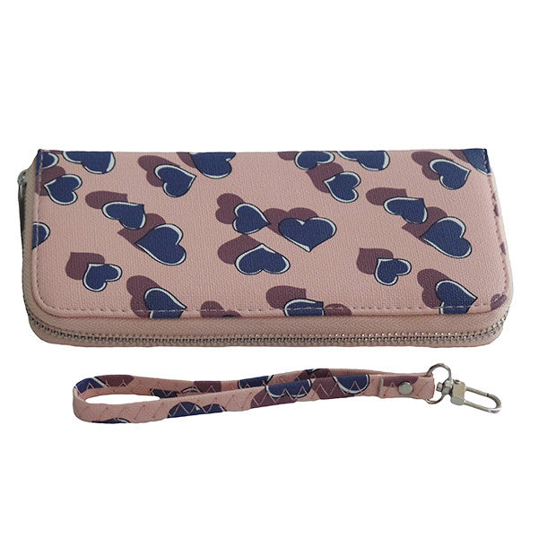 Hearts Wallet Phone Case with Zipper